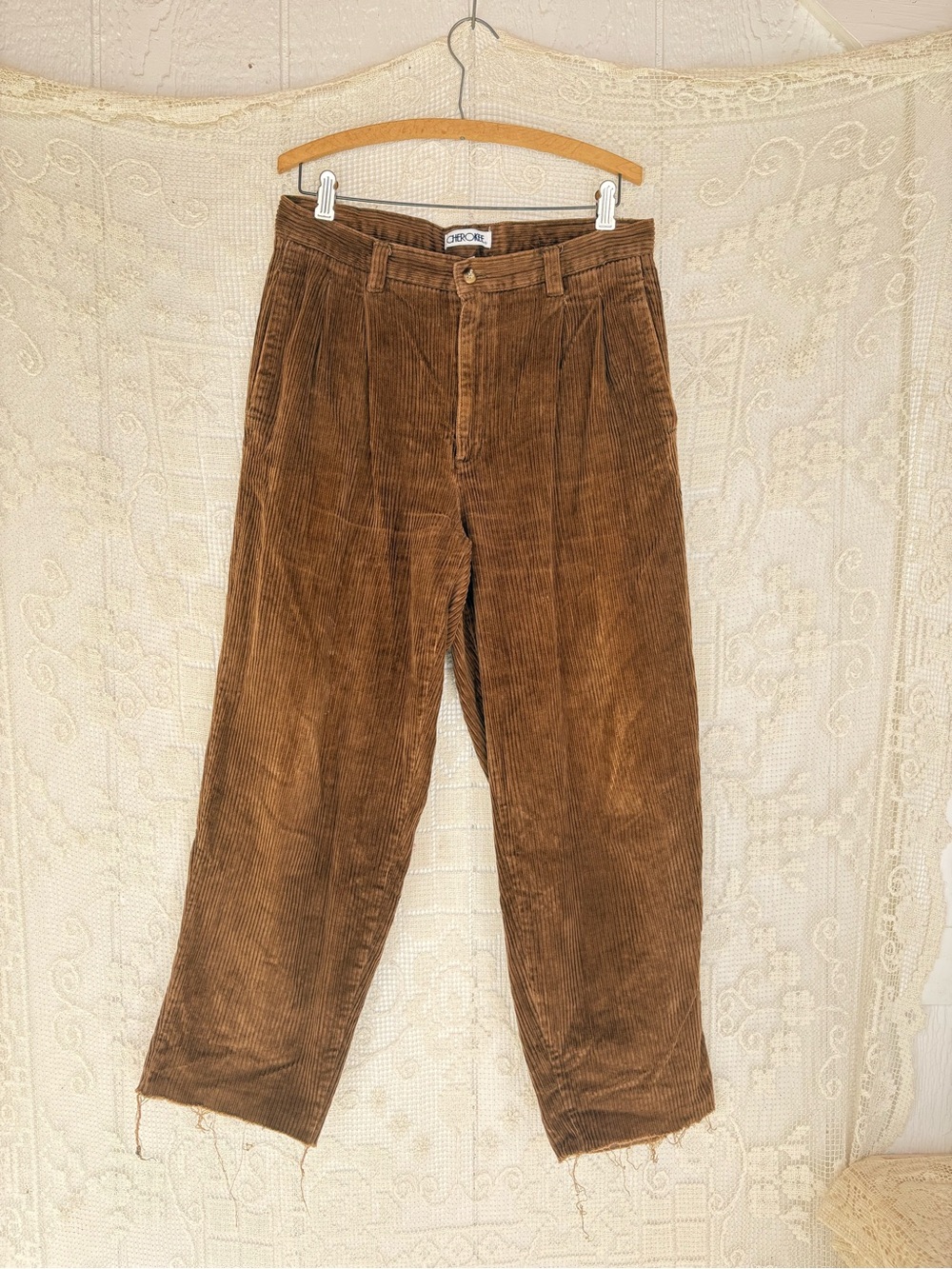 Vintage 90s Cherokee Brand Corduroy brown Ripped